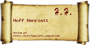 Hoff Henriett névjegykártya